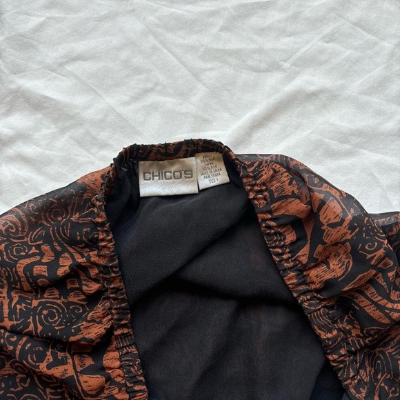 Chico’s Brown and black aztec paisley floral ruffle skirt midi skirt - Picture 4 of 4